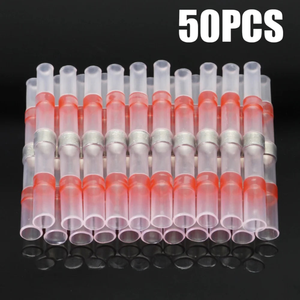 50-1000PCS Heat Shrink Butt AWG22-18 Red Solder Insulated Waterproof Electrical Splice Wire Connectors with Hot Air Gun Us/Eu
