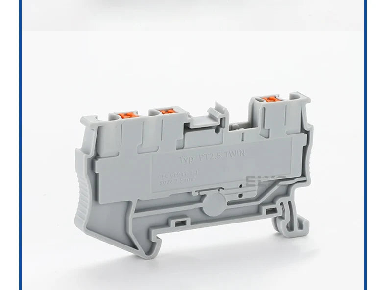 100Pcs PT2.5-TWIN Push-In Twin 3-Conductor Feed-Through Strip Wire Electrical Connector Din Rail Terminal Block PT 2.5 TW