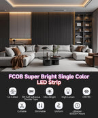 Super Bright 480 LEDs FCOB LED Strip Ultral Bright Efficient COB Light 2700K 6000K Dimmable Linear Flexible RA90 UL CE DC24V