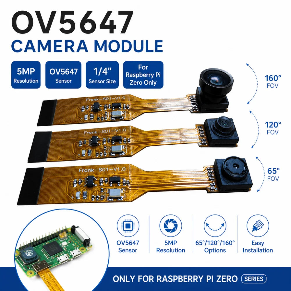 OV5647 Camera Module 5 Megapixels 65°/120°/160° Field of View Suitable for Raspberry Pi Zero Development Board