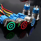 16mm 19mm 22mm Metal Push Button Switch Led Backlit On Off Car Engine Power Start Stop Waterproof With Wire 1NO1NC 5V 12V 220V