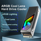 M.2 2280 SSD Heatsink SSD Aluminum Alloy 5V 3 Pin ARGB Radiator Built-in Cooling Fan Hard Drive Heatsink M.2 Radiator Cooler
