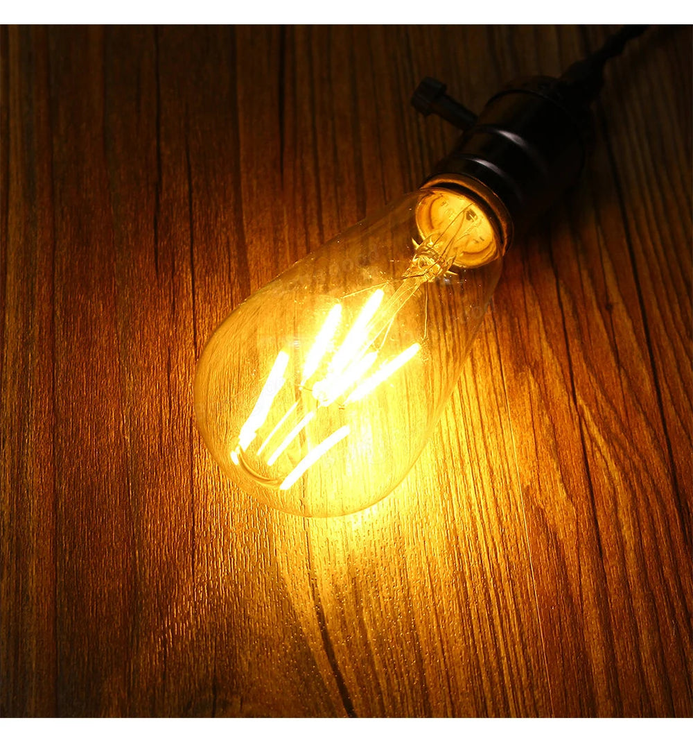 E27 Retro Edison Filament Bulb 4W 6W 220V ST64 Vintage LED Lamp Bulbs 2200K 2700K Warm White Amber Glass Light Bulbs for Home