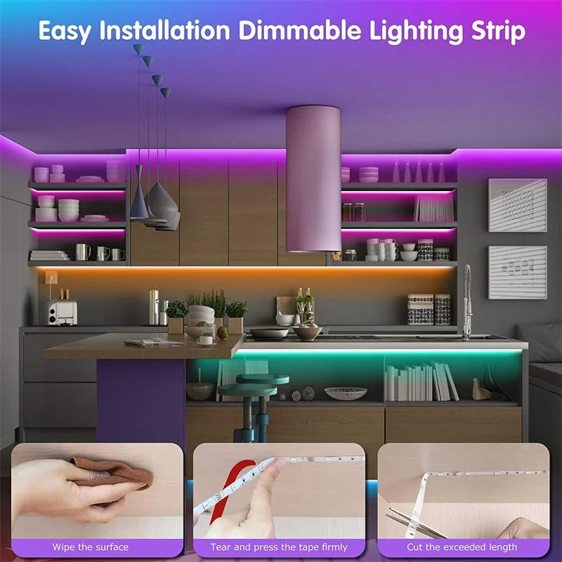 RGB 5050 Strip Light with 24 Key Controller, 1m~40m Led Strip Lights for Bedroom, Kitchen, TV, Holidays (Halloween, Birthday)