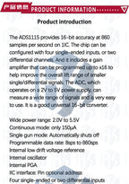 16-Bit ADC Module (ADS1115/ADS1015): I2C 4-Channel Programmable Gain Amplifier for Arduino & Raspberry Pi Compatible