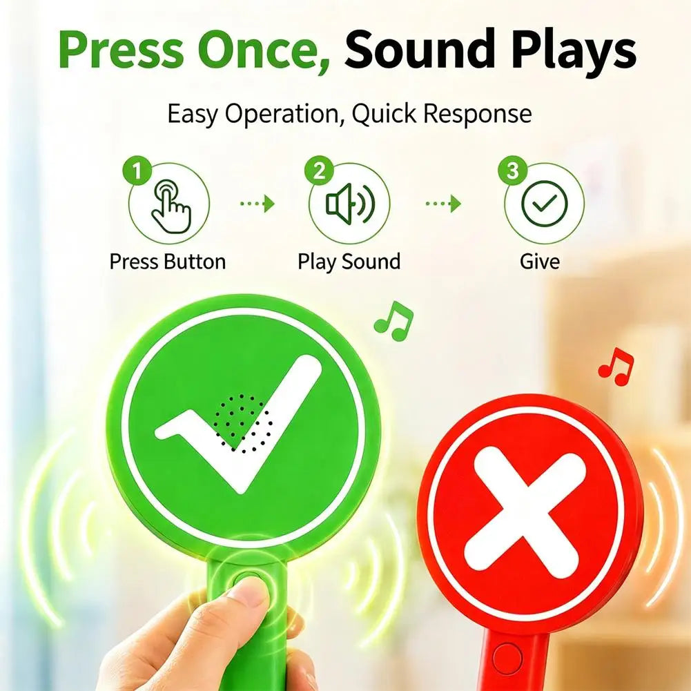 Hand‑Held Yes‑No Signal Paddle With Sound Effect Plastic Electronic Quiz Buzzer Prop For Classroom Trivia Game Interactive Toys
