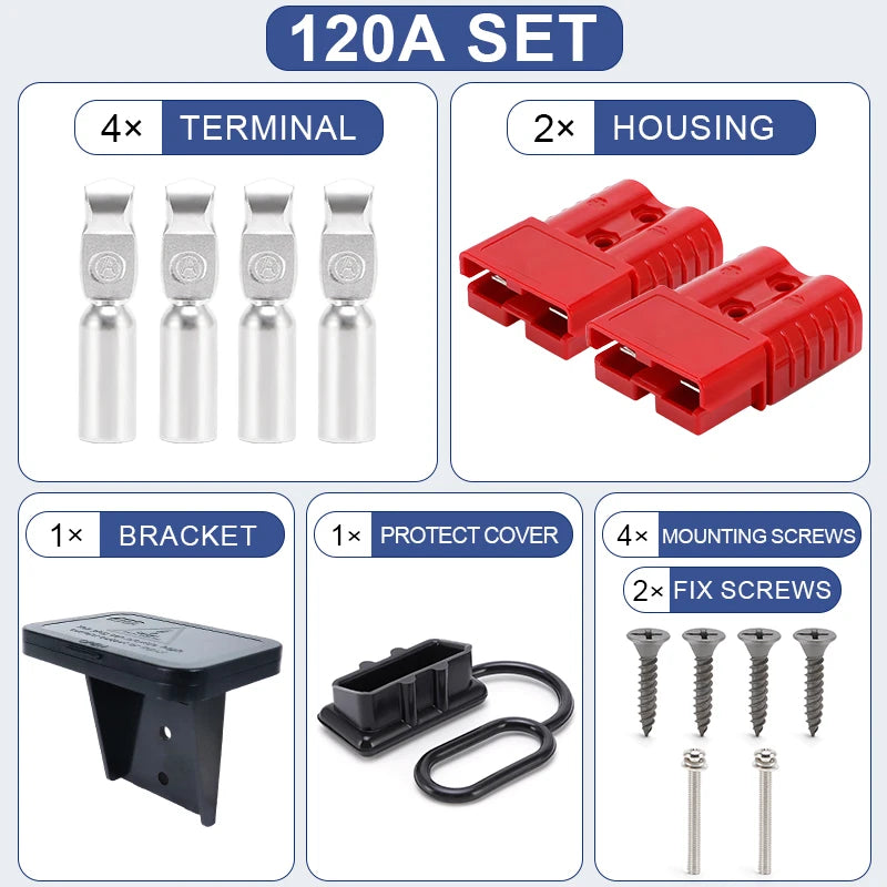 2pcs 50A 120A 175A Battery Charging Connector Kit 600V Quick Plug Car Battery Power Connectors Forklift Wire Cable Connectors