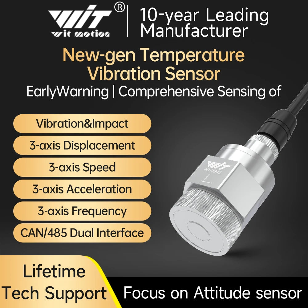 WitMotion WTVB01-485 IPX8 Vibration Sensor 3axis (XYZ) Modbus Vibration Analyzer Displacement(Acceleration +Speed+Amplitude)