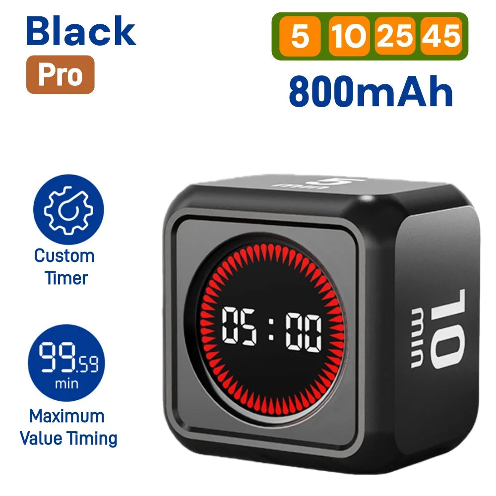 Rotating Pomodoro Timer Preset, Desk Productivity Flip Timer, ADHD Tool Cube Countdown Stopwatch for Study, School, Kitchen Work