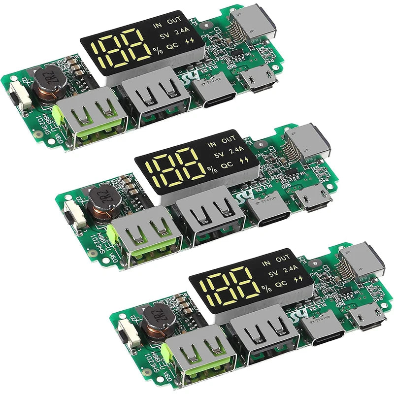 18650 Charging Module Lithium Battery Charger Board LED Dual USB 5V 2.4A Micro or Type-C USB Mobile Power Bankdischarge Short