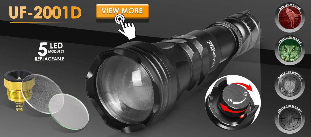UniqueFire 2002D LED IR 940nm 850nm 810nm Hunting Flashlight Fresnel Lens Zoom Night Vision Dimmer Swtich Torch Max.1000 Meters