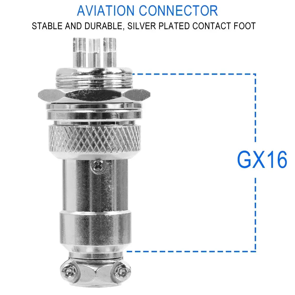 GX16 Aviation Connector Waterproof Male Female Plug Socket GX16-3 Pin Cable Plug Fixed Circular Nut Connectors