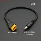 ChengHaoRan 1PC 1.5 M² 30CM Ultra-soft XT60 Plug Male Female Connector to DC 5.5*2.5/5.5*2.1mm M/F Power Cable