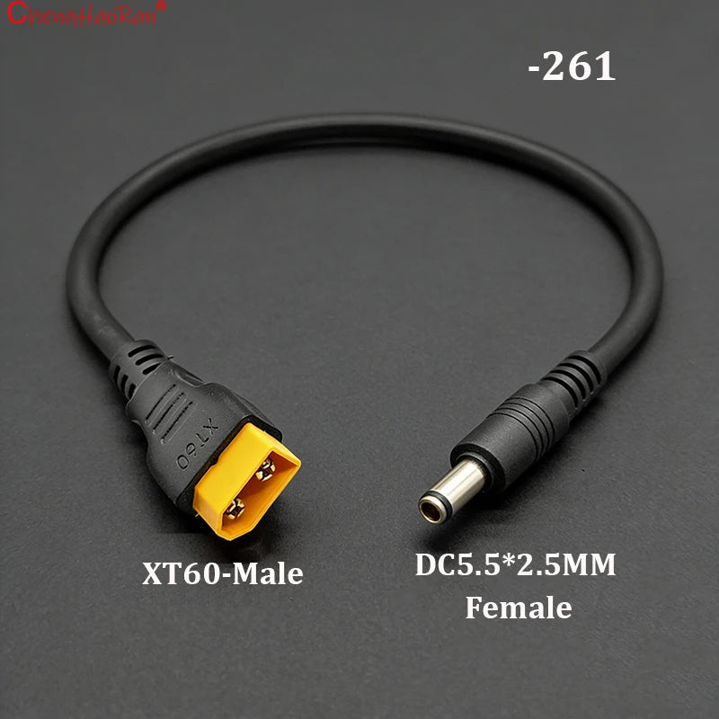 ChengHaoRan 1PC 1.5 M² 30CM Ultra-soft XT60 Plug Male Female Connector to DC 5.5*2.5/5.5*2.1mm M/F Power Cable