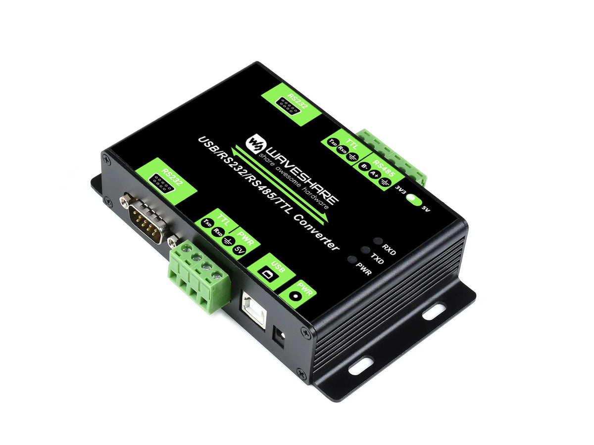 Waveshare Industrial Isolated Multi-Bus Converter, USB / RS232 / RS485 / TTL, Communication between different buses
