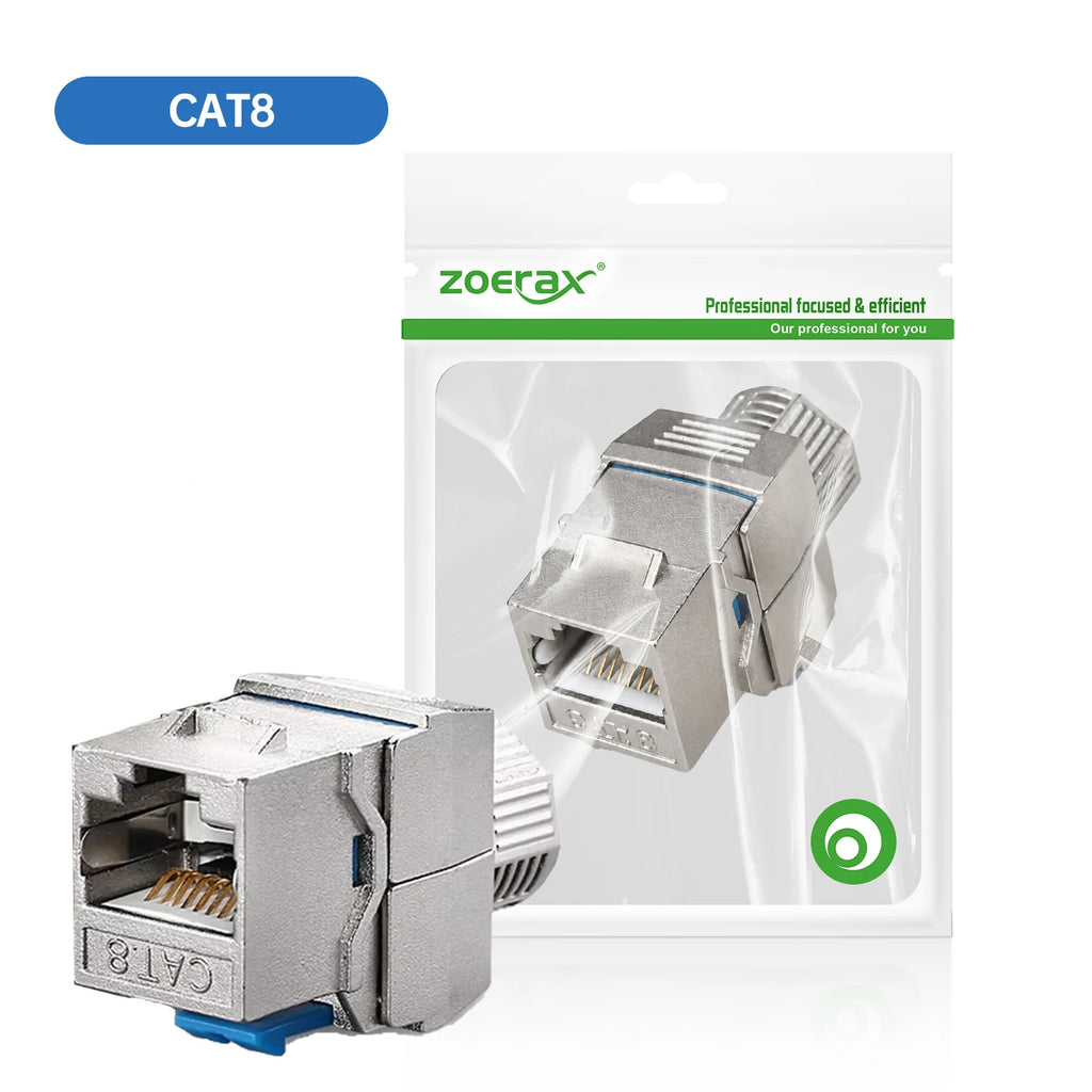 ZoeRax RJ45 Cat8 Cat7 Cat6A Shielded Keystone Jacks, RJ45 STP Tool-Less Type Zinc Alloy Module Shielded Keystone Jack Adapter