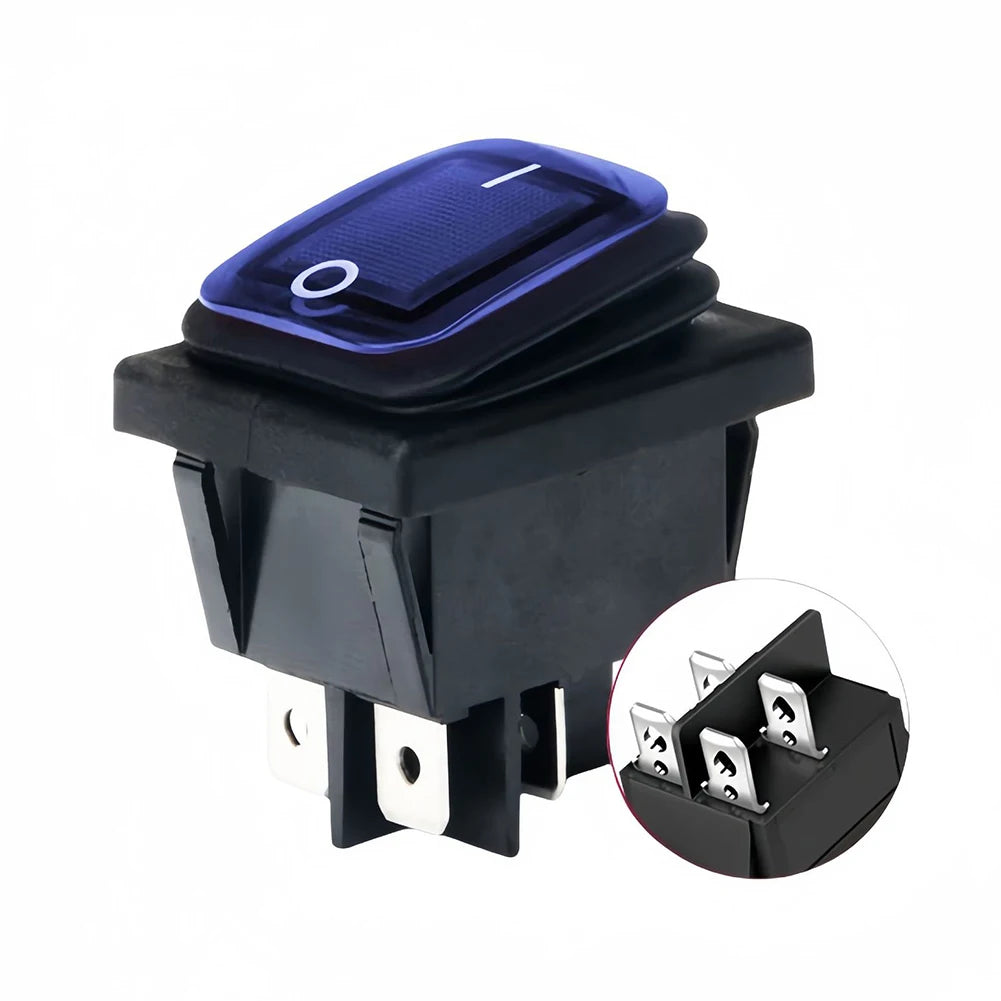KCD2 KCD4 Waterproof Boat-shaped Rocker Switch Reset Waterproof Rectangular Switch Rocker Switch 20A DPST Rocker Switch IP67