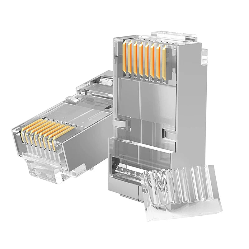 Hoolnx 2 Piece RJ45 Connector CAT6 Modular PLugs UTP STP 50U Gold Ethernet Ends Plated Load Bar for 23-24 AWG Lan Network Cable