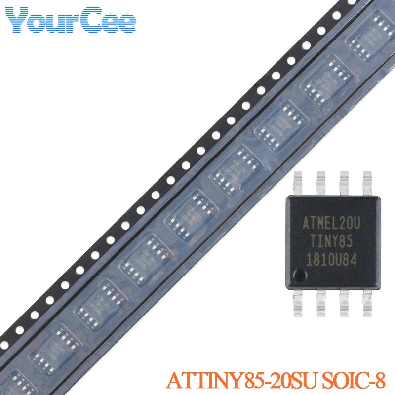 20pcs/1pc ATTINY85 ATTINY85-20SU ATTINY SOIC-8 8KB 20MHz 8Bit Microcontroller SMD IC Chip ATTINY44A-SSUR ATTINY13A-SSU ATTINY10
