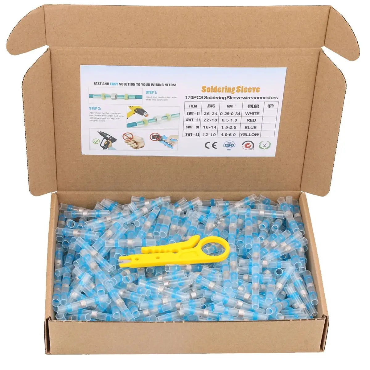 Heat Shrink Connectors Sleeve Tube Terminals Electrical Butt Splice Wire Connector Splice Solder Insulated Electrical Cable