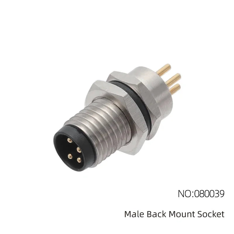 CAZN M8 Angled Male Back Mount Socket 3/4/5/6/8 Core Aviation Plug IP67/68 Waterproof Welding PCB Connector