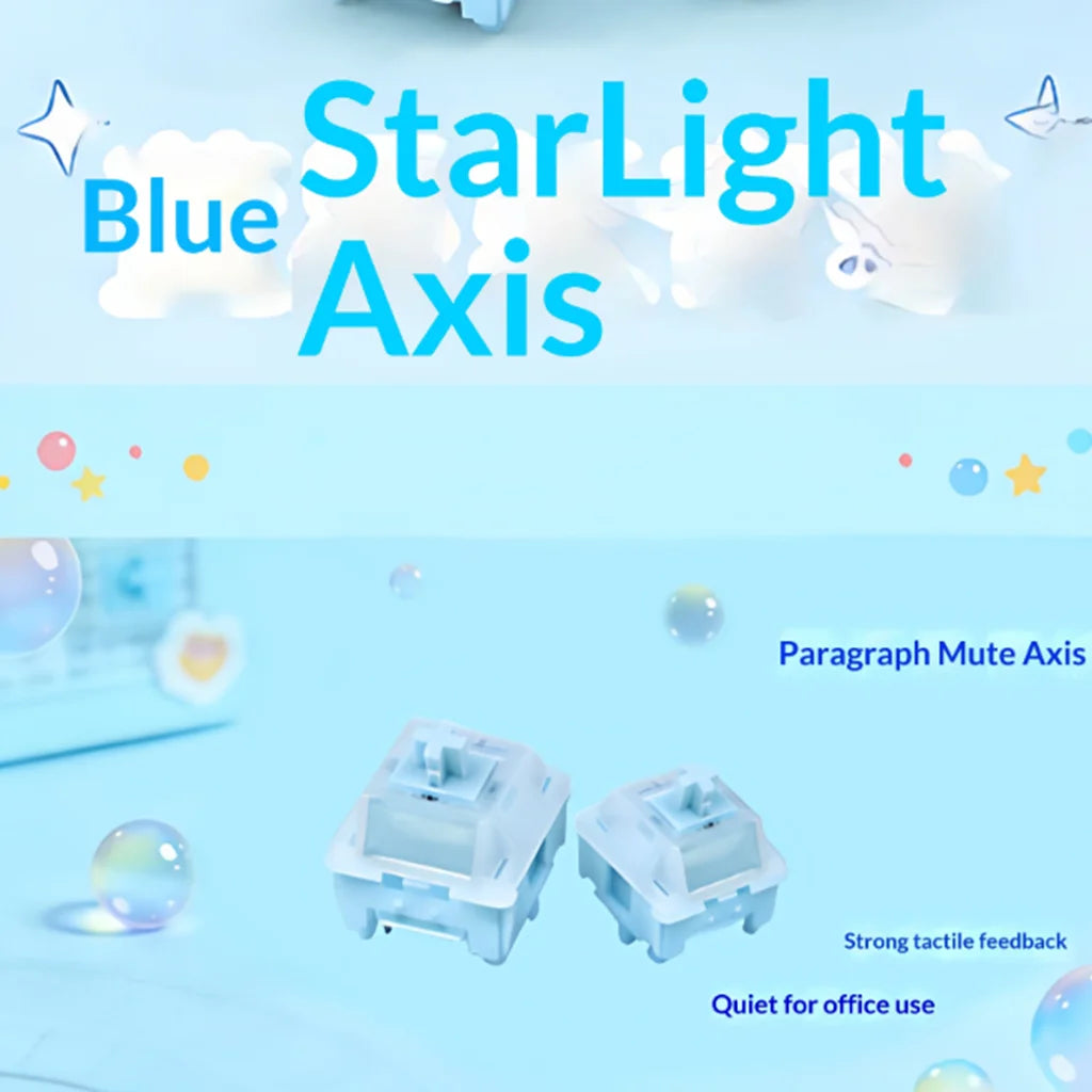 HMX Blue Star Silent Switch Tactile 5 Pins Mechanical Keyboard Accessories RGB POM PC PA66 Mute Swith Factory lubed for Hot Swap