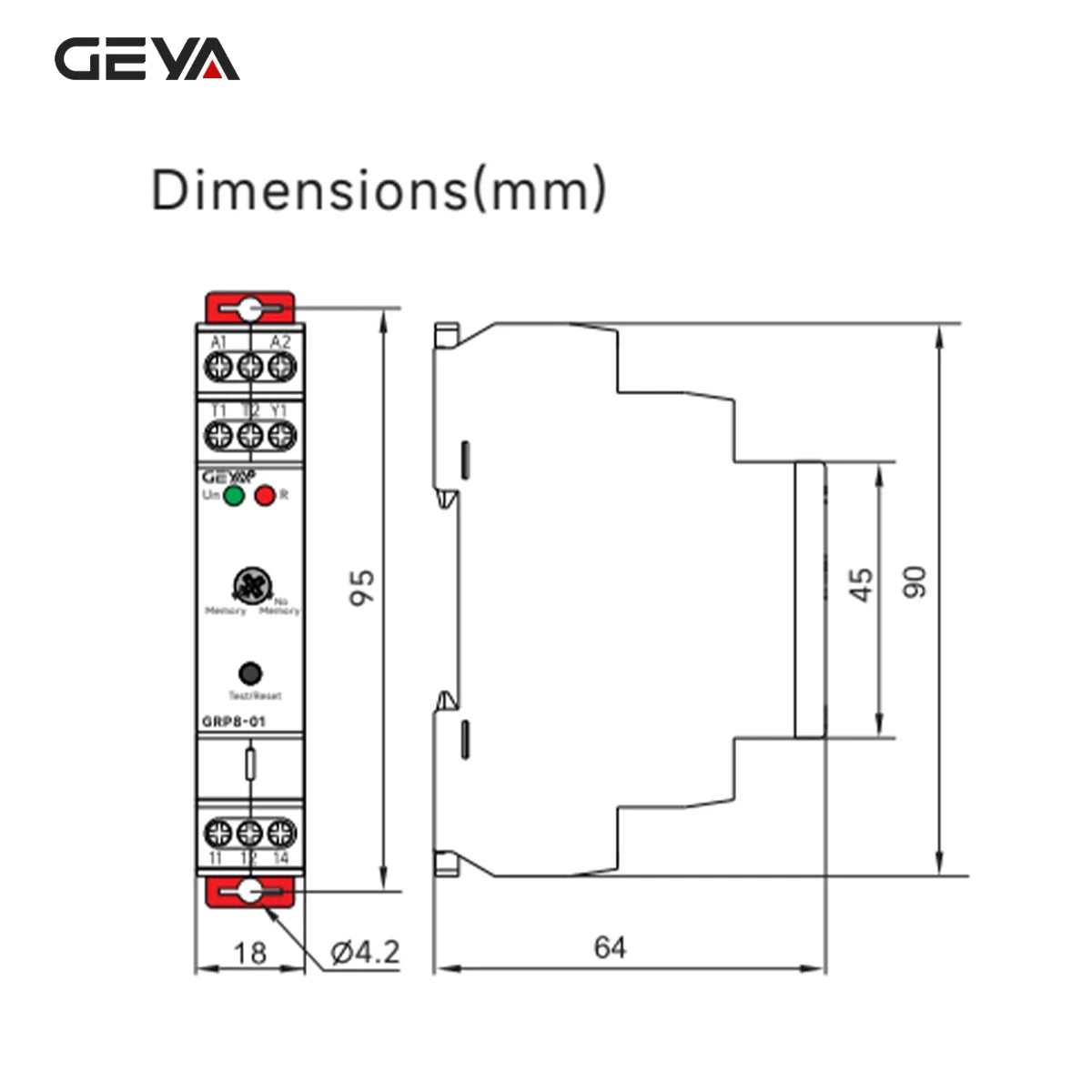GEYA GRP8 PTC Thermistor Motor Protection Relay AC/DC 24-240V Wide Range Overload Overheat Phase Failure Starter Protection