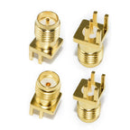 10pcs SMA Male / Female Jack PCB Edge Mount Connector, Straight Solder Type, Gold Plated 50Ω RF Receptacle for 1.6mm Board