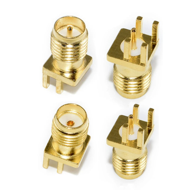 10pcs SMA Male / Female Jack PCB Edge Mount Connector, Straight Solder Type, Gold Plated 50Ω RF Receptacle for 1.6mm Board
