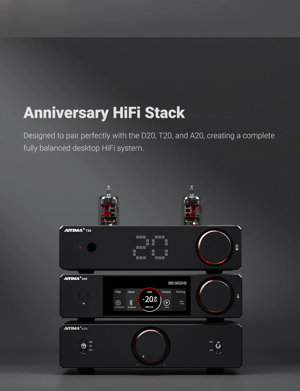 AIYIMA D20 HiFi DAC Decoder AK4493SEQ ES9039Q2M XMOS XU316 USB DSD512 Bluetooth 5.1 LDAC RCA XLR Audio Converter VU Meter