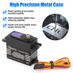 Brushless Motor 180° Metal Gear High Torque Digital Servo 42KG with 25T Metal Servo Arm for 1/10 1/8 RC Car Robot Boat Truck
