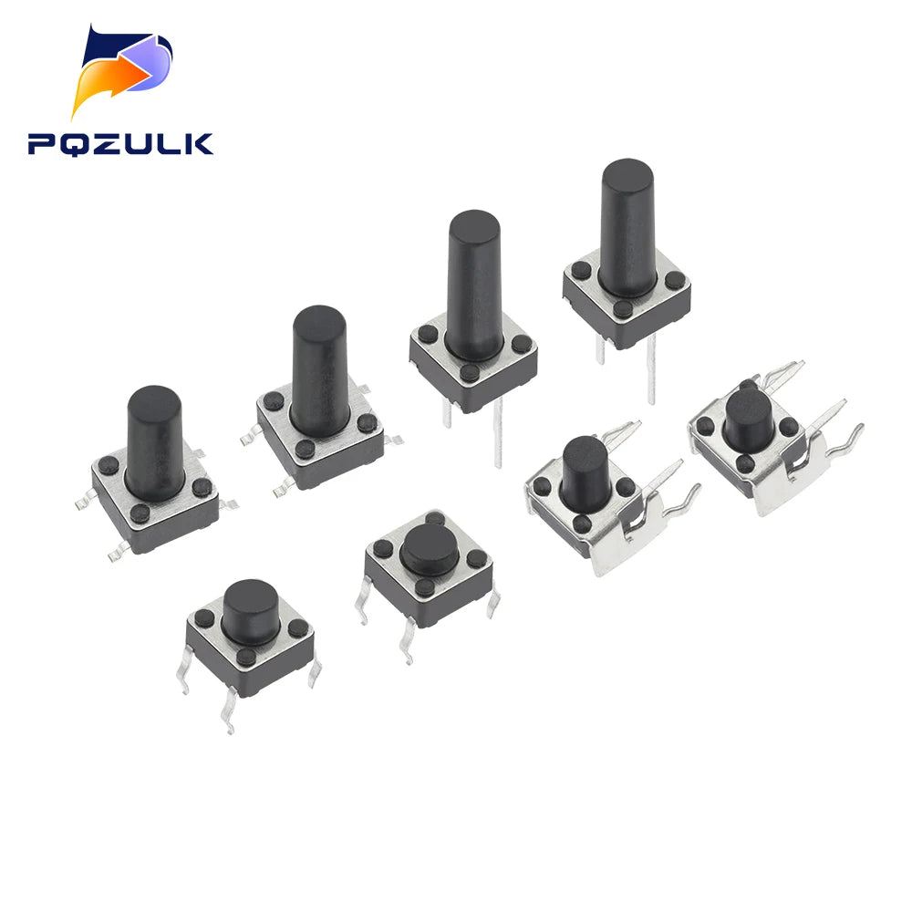 6*6 Tact Tactile Push Button Switch 4.3-13mm SMD DIP 2P/4Pin Micro Switch 6x6 Keys Tact ON/OFF 10 Models for Arduino