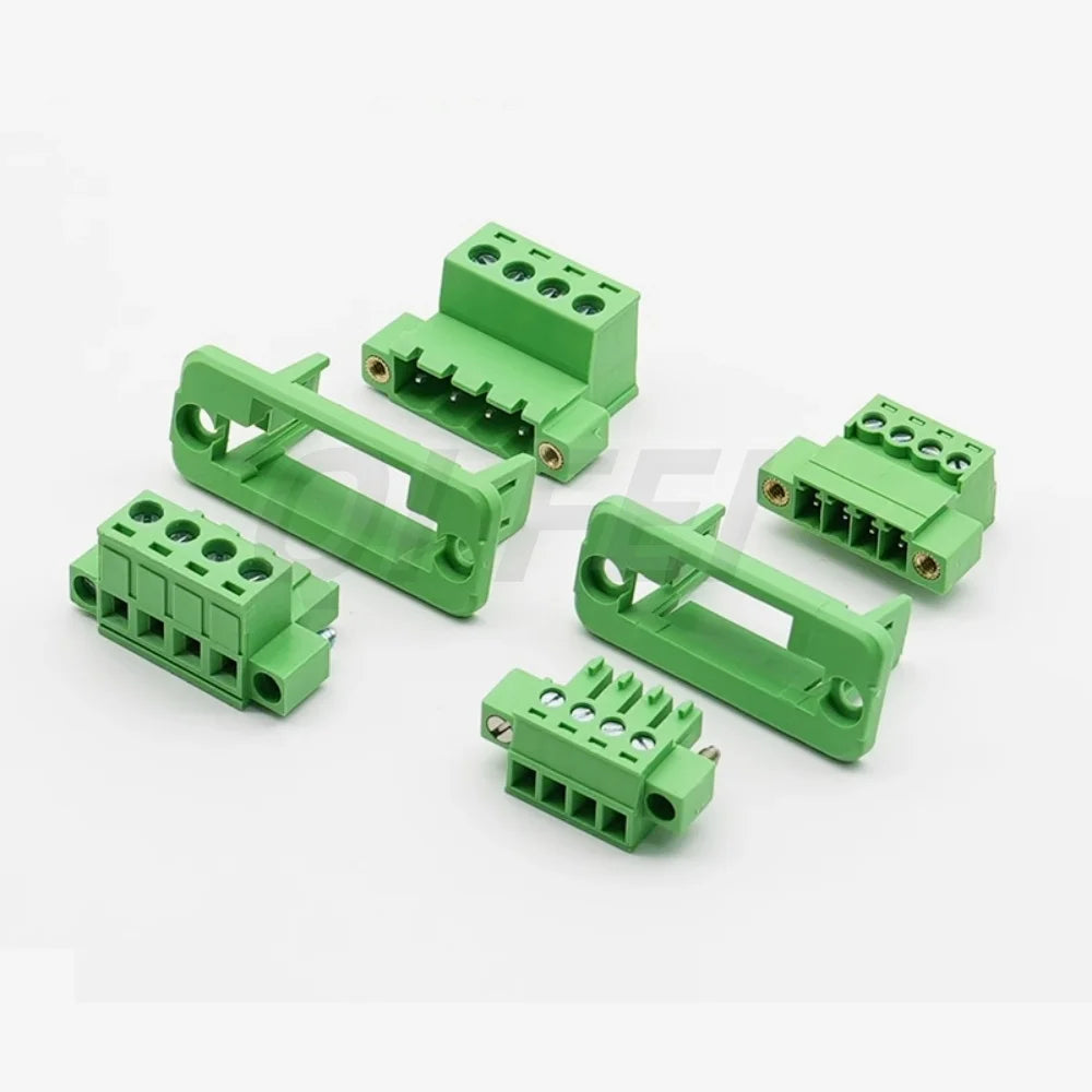 1sets 2EDGWC 3.81mm 5.08mm 3.5mm Pitch 15EDG Terminal Block Through-wall Welding-free Plug-in Type 2~24P with Flange Fixed Panel