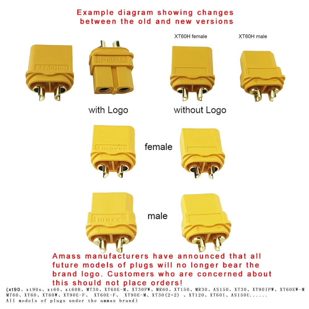 10 Pairs Amass XT90S XT90-S XT90 Connector Anti-Spark Male Female Connector for Battery, ESC and Charger Lead