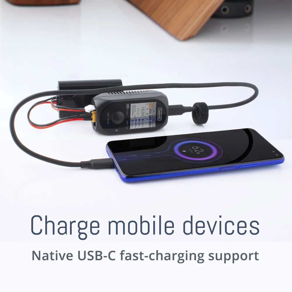 ToolkitRC M4 Pocket Balance Charger DC 80W 5A XT30 XT60 Input USB-C Input/Output Charger for 1-4S LiPo Battery