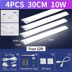 Led Tube Light With Switch Wire 110V 220V 10W 20W Lighting Strip Lamps 30/50cm For  Living Room Bedroom Closet Kitchen Lamp