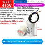 CBB60 Capacitor 450V AC Motor Run Capacitors 3/4/5/6/8/10/12/14/15/16/18/20/30/35/40/50/60/70UF for Washing Machine, Water Pump