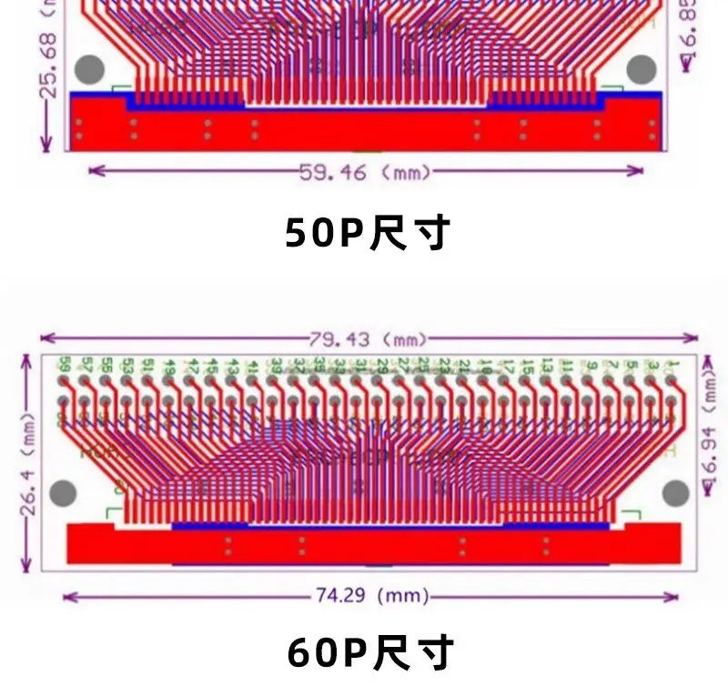 FFC/FPC Adapter Board 0.5/1.0mm To Straight/bent 2.54 Pin Header  4/6/12/24/40-80P Flex Cable Adapter