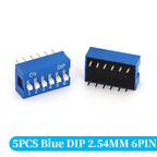 5PCS Blue Toggle Switch Spacing 2.54MM DIP Dial The Code Switch 1 2 3 4 5 6 7 8 9 10 12 PIN Quick Switch