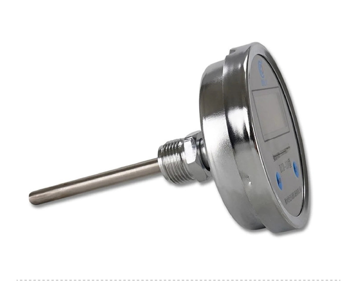 Digital Bimetal Thermometer LCD‑110 Stainless Steel Probe High Precision Water Temp Gauge Axial/Radial Mount IP65