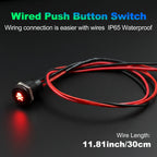 12mm Plastic Push Button Switch IP65 Waterproof 12V 24V Pre-Wired Symbol LED Dash Indicator Switch for Car Marine Boat RV Truck