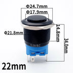 16mm 19mm 22mm Black On Off Metal Button Switch Car Power Start Stop Led Light Waterproof Reset Latching With Socket 5V 12V 220V