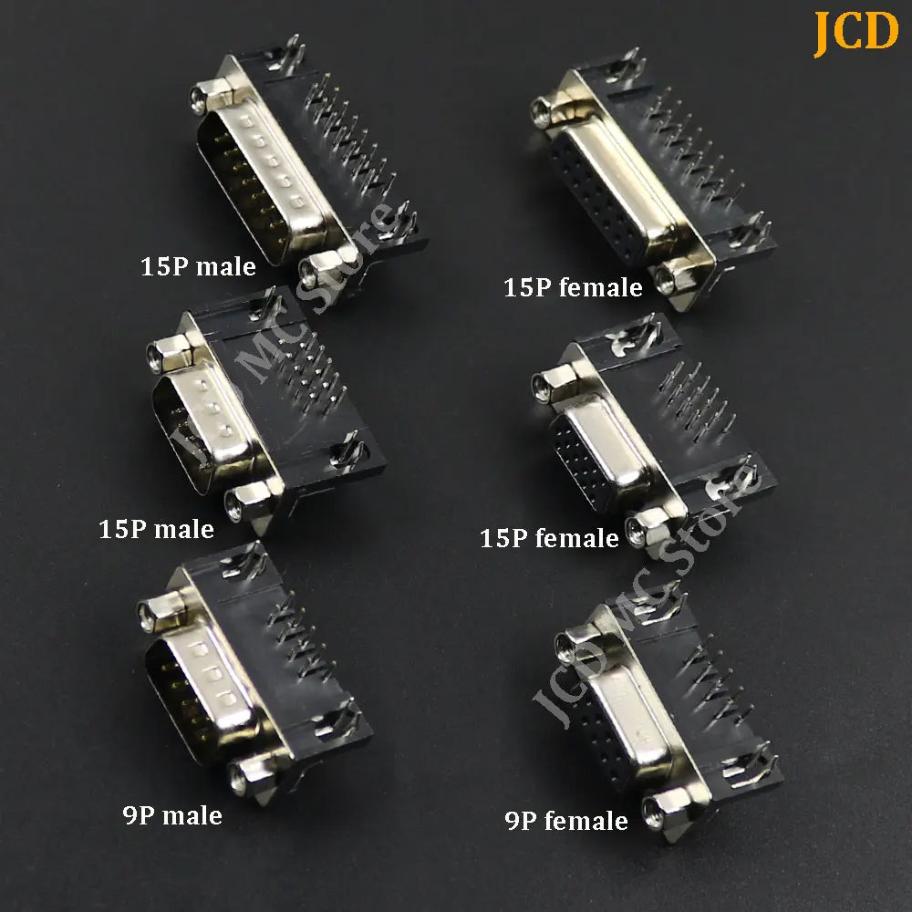1/5/10Pcs DR9 DR15 Hole/Pin Female/Male Right Angle Welded D-Sub Connector RS232 Serial Port Adapter DB9 9/15 Pin