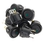 10Pcs ON/OFF 12V 220V 20mm Round Rocker Dot Switch Waterproof LED Light Luminescence Toggle Switches 3Pin