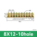 1 PCS Multi Specification Brass Ground Strip 5/6/7/8/9/10/12/15/20 Hole Brass Rod Grounding Terminal Ground Bar Terminal Strip