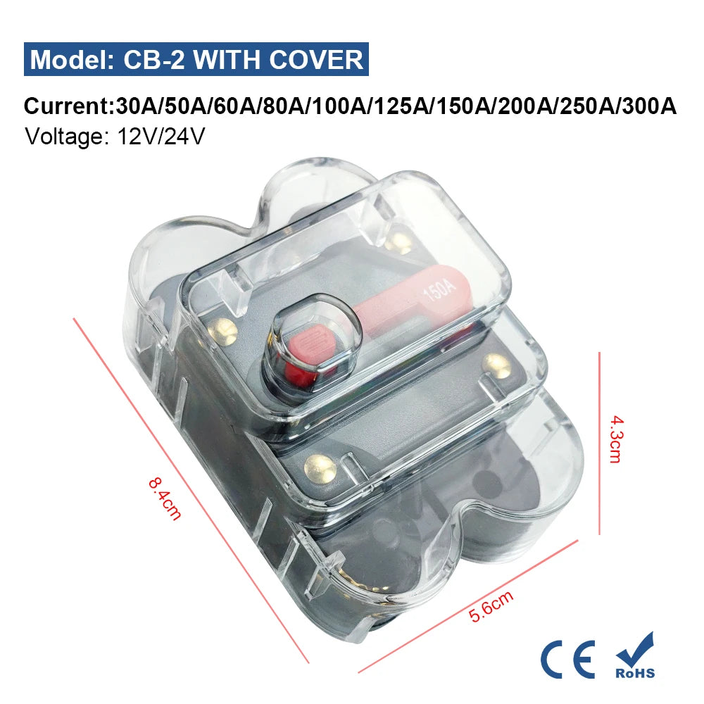 Circuit Breaker Reset Fuse 12v 24v 48v DC 20A-300A 250A Solar Fuse Car Boat Audio Manual Power Protect Fuse Resettable Insurance
