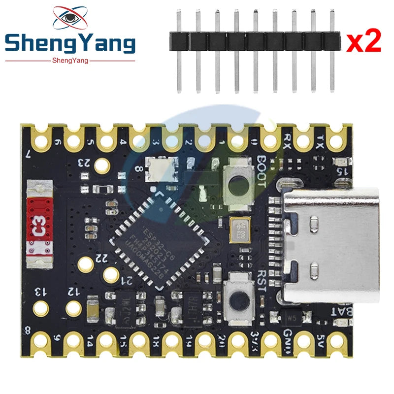 TZT SuperMini ESP32-C6 WiFi+Bluetooth ESP32 Development Board Microcontroller Programming Learning Controller Core Module