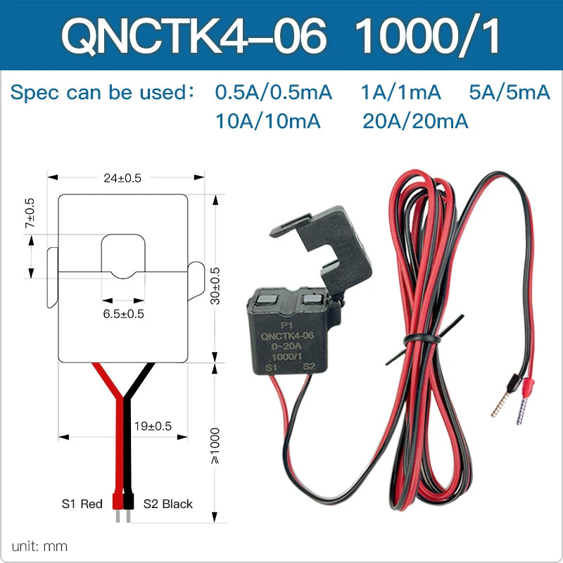 Split Core Current Transformer QNCTK1-16 2000:1 100A 50mA 2500:1 100A 40mA 33.33mA Open Type CT Clamp Current Sensor
