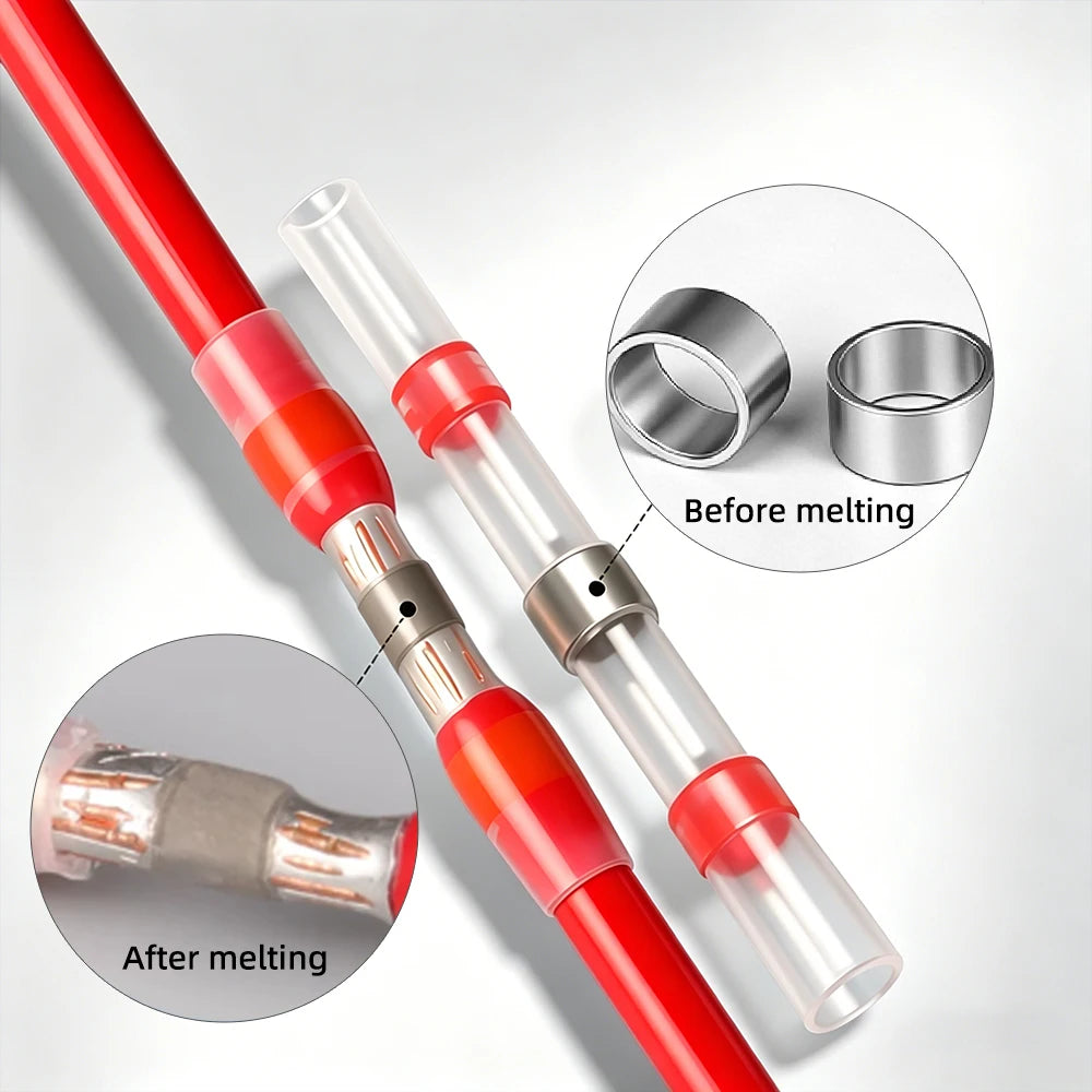 100~1000Pcs Heat Shrink Butt Terminals with Solder ,Solder Seal Wire Connectors,IP67 Waterproof Electrical Equipment Connection