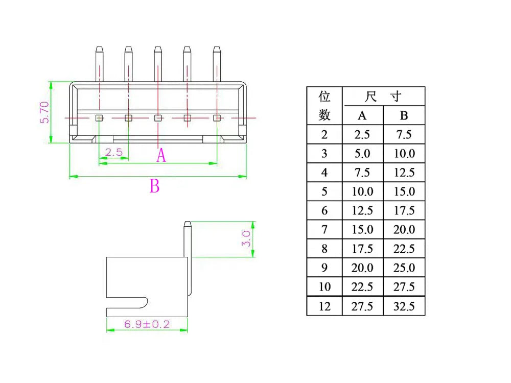 100Pcs JST XH2.54mm Connector Male Header Housing Right Angle PCB Plug 2.54mm Pitch Plastic Shell 2P 3P 4P 5P 6P 7P 8P 10P 12Pin